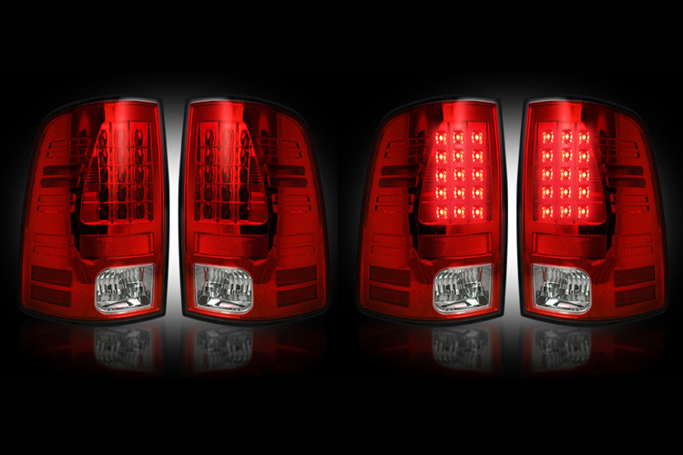 Recon Bright Red LED Tail Light Set 07-09 Dodge Ram